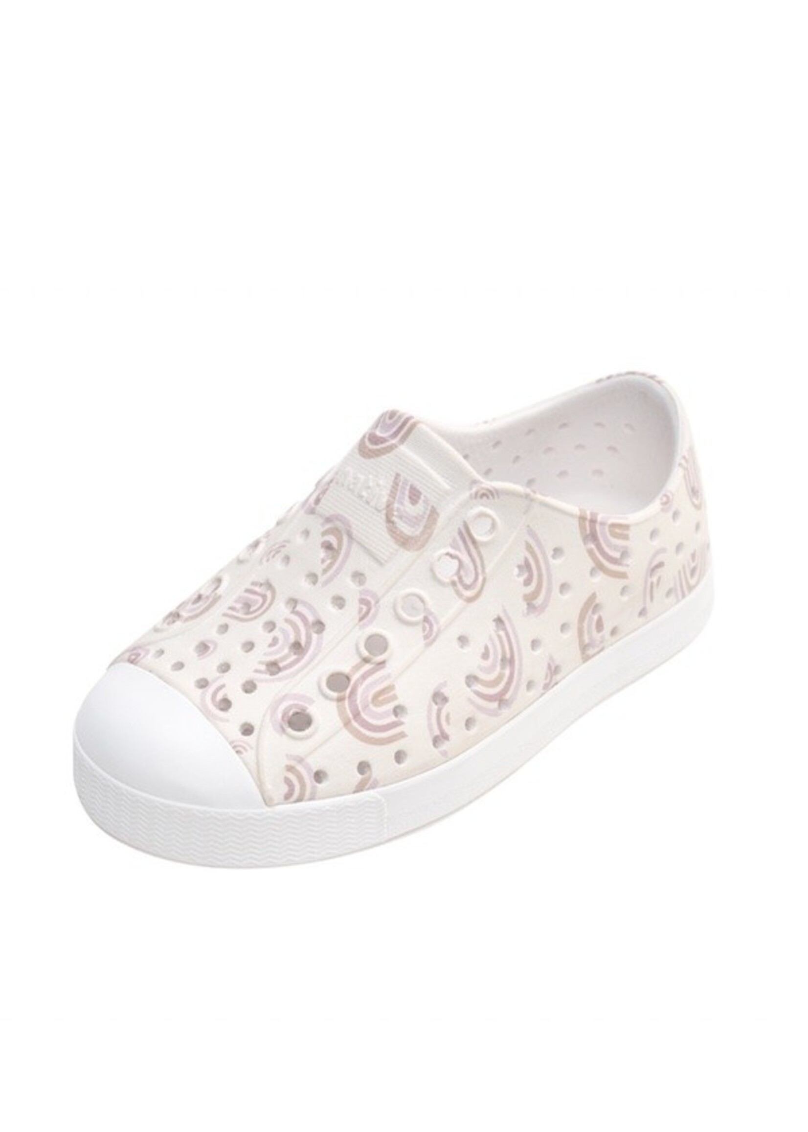 Native Shoes Native Shoes, Jefferson Barely Flax Rainbow Print Child || Shell White / Shell White