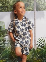 Miles the Label Miles Baby, Palm Tree Viscose Blend Camp Shirt || Beige
