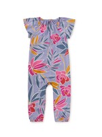 Tea Collection Tea Collection,  Flutter Sleeve Baby Romper || Tropical Gardenias
