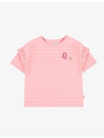 Souris Mini Souris Mini, Striped T-shirt with Ruffles|| Pink / Cream