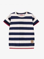 Souris Mini Souris Mini, Striped Knit Dress  || Cream and Navy Blue
