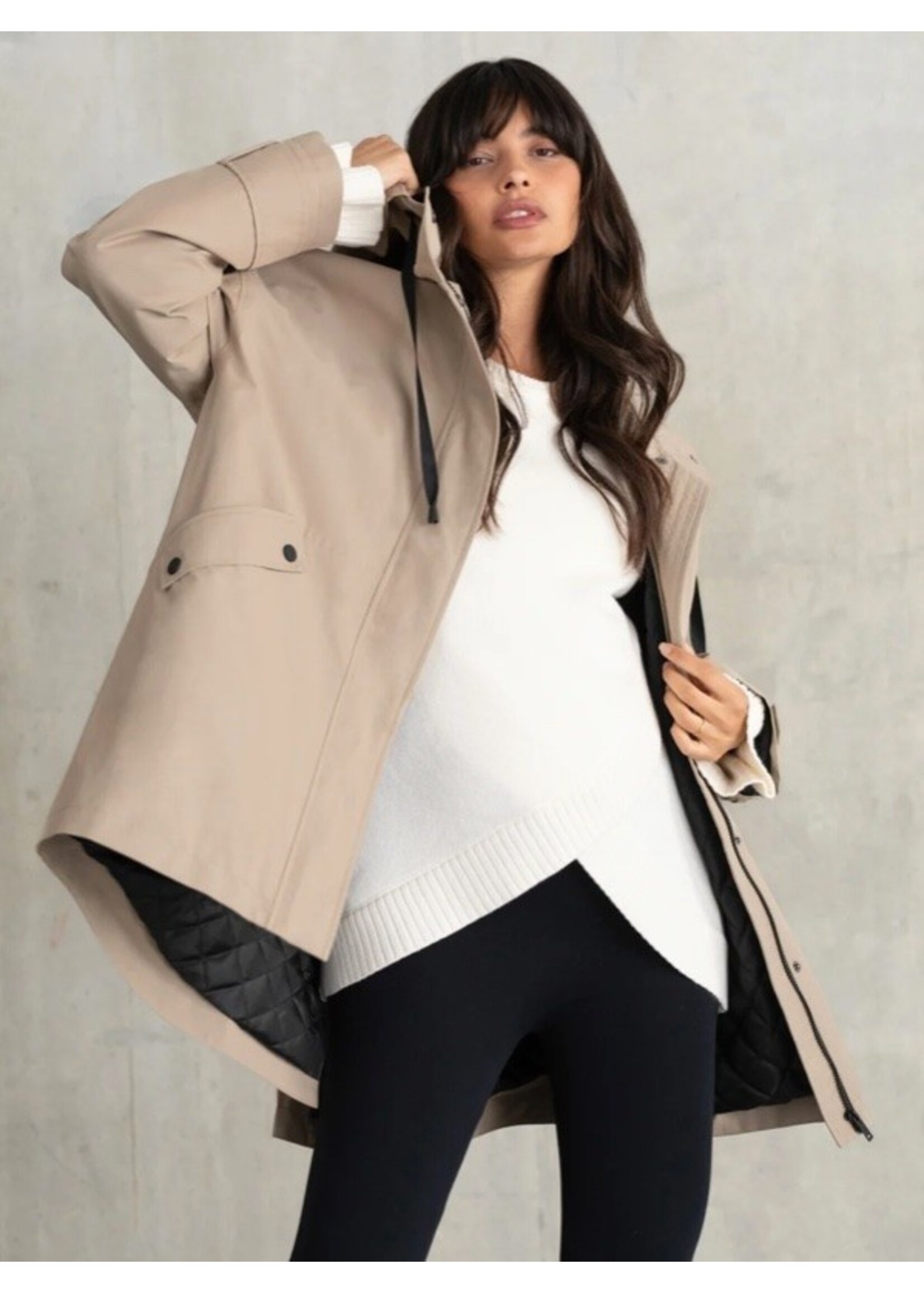 Seraphine Seraphine, Clarion | Waterproof Maternity & Babywearing Coat || Taupe