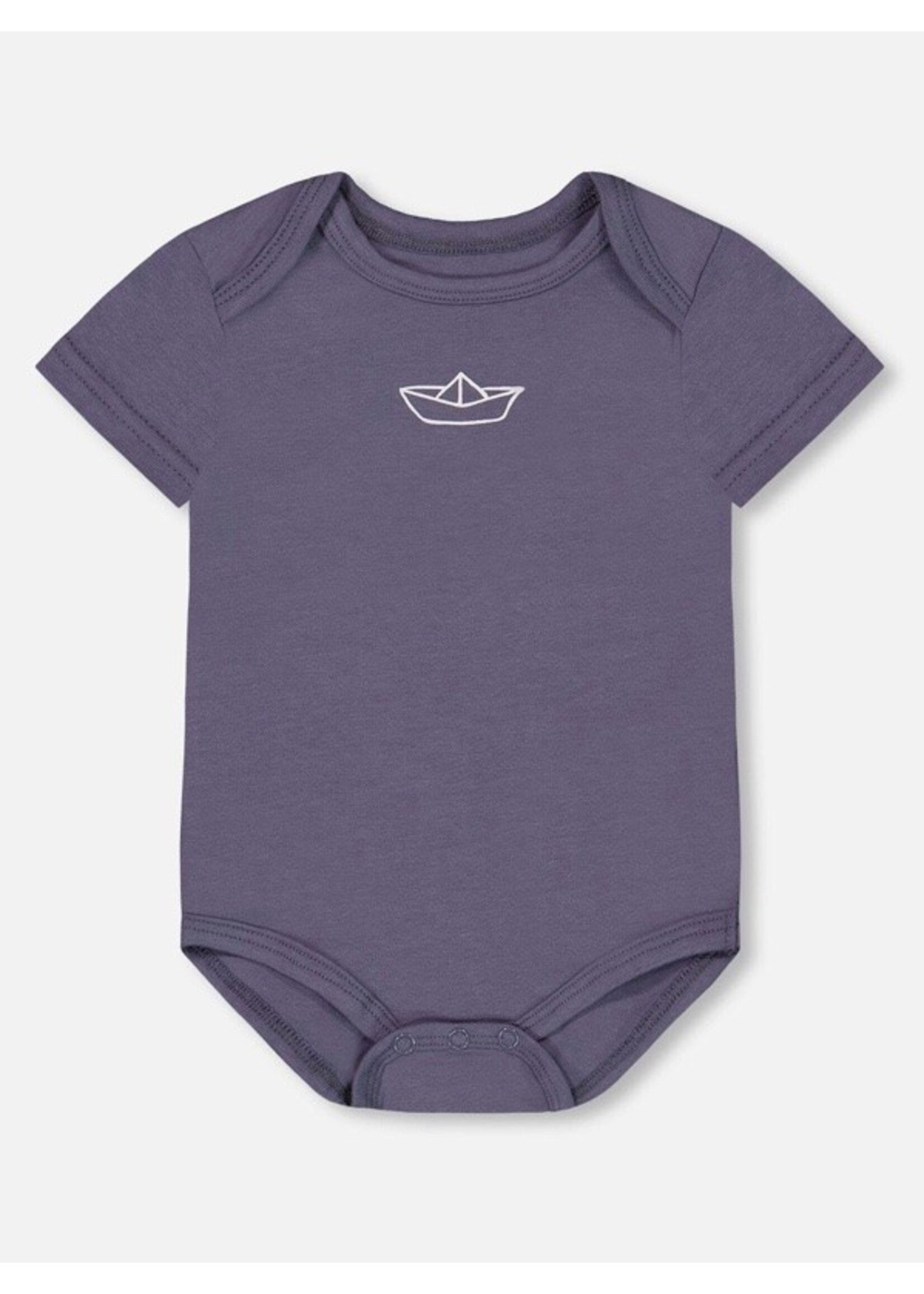 Deux Par Deux Deux Par Deux, Organic Cotton Onesie ||  Navy Stripe