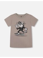 Deux Par Deux Deux Par Deux, Rhino Skateboarding Organic Cotton Graphic Tee || Gray, Black & White