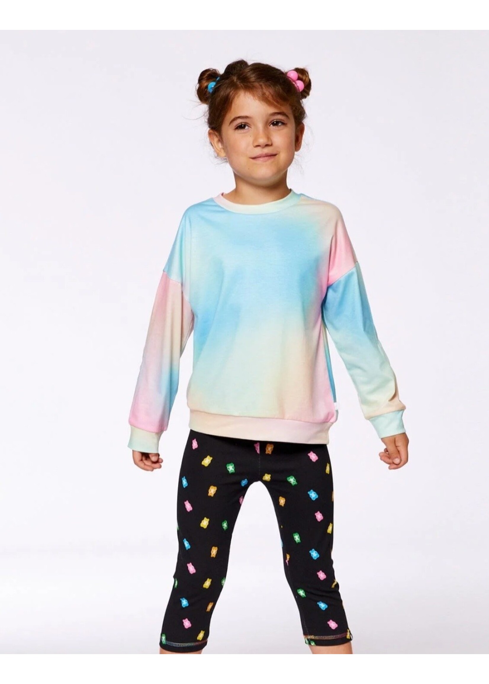 Deux Par Deux Deux Par Deux, Printed Long Sleeve Top || Pastel Tie Dye