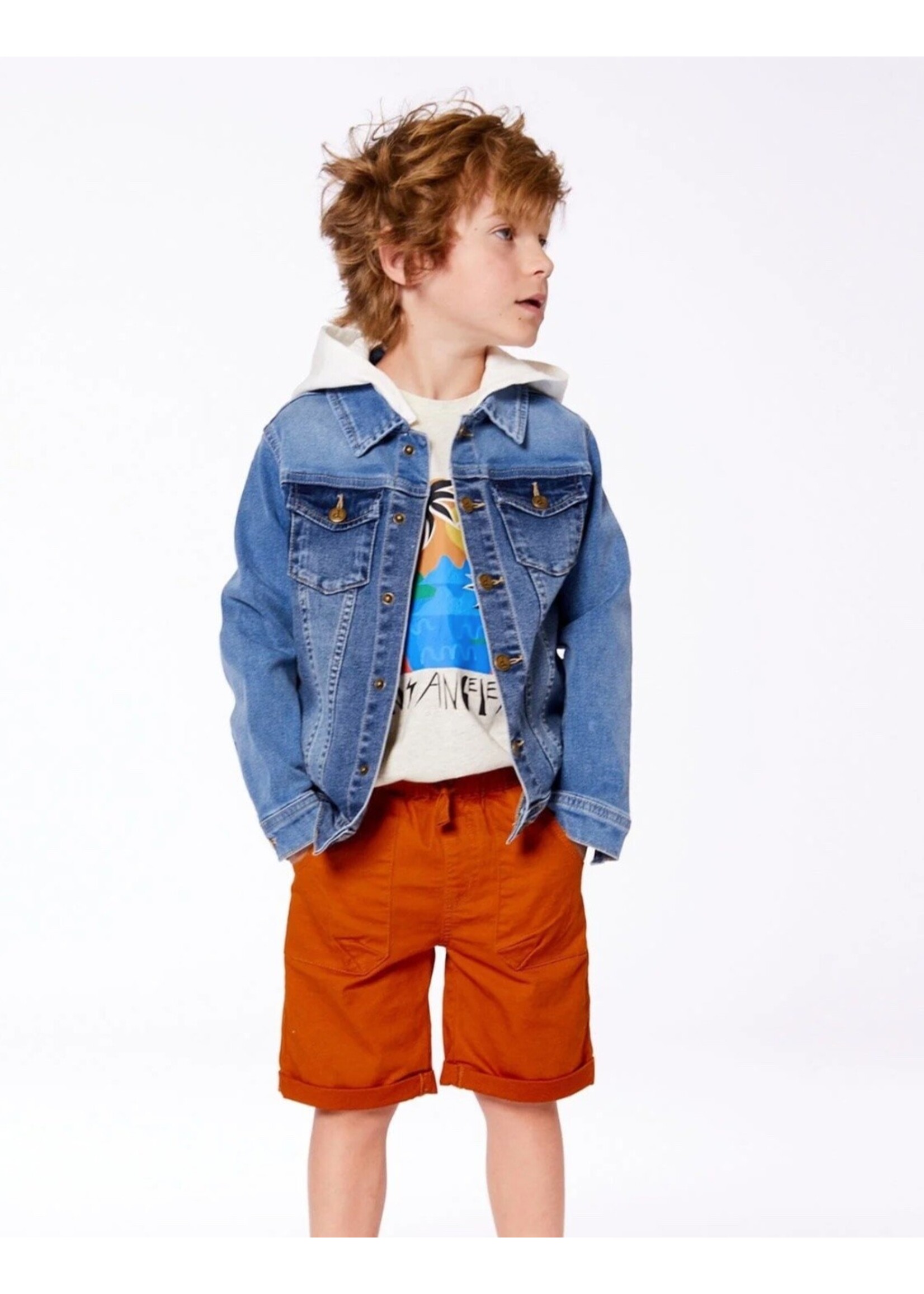 Deux Par Deux Deux Par Deux, Denim Jacket With French Terry Hood White / Blue