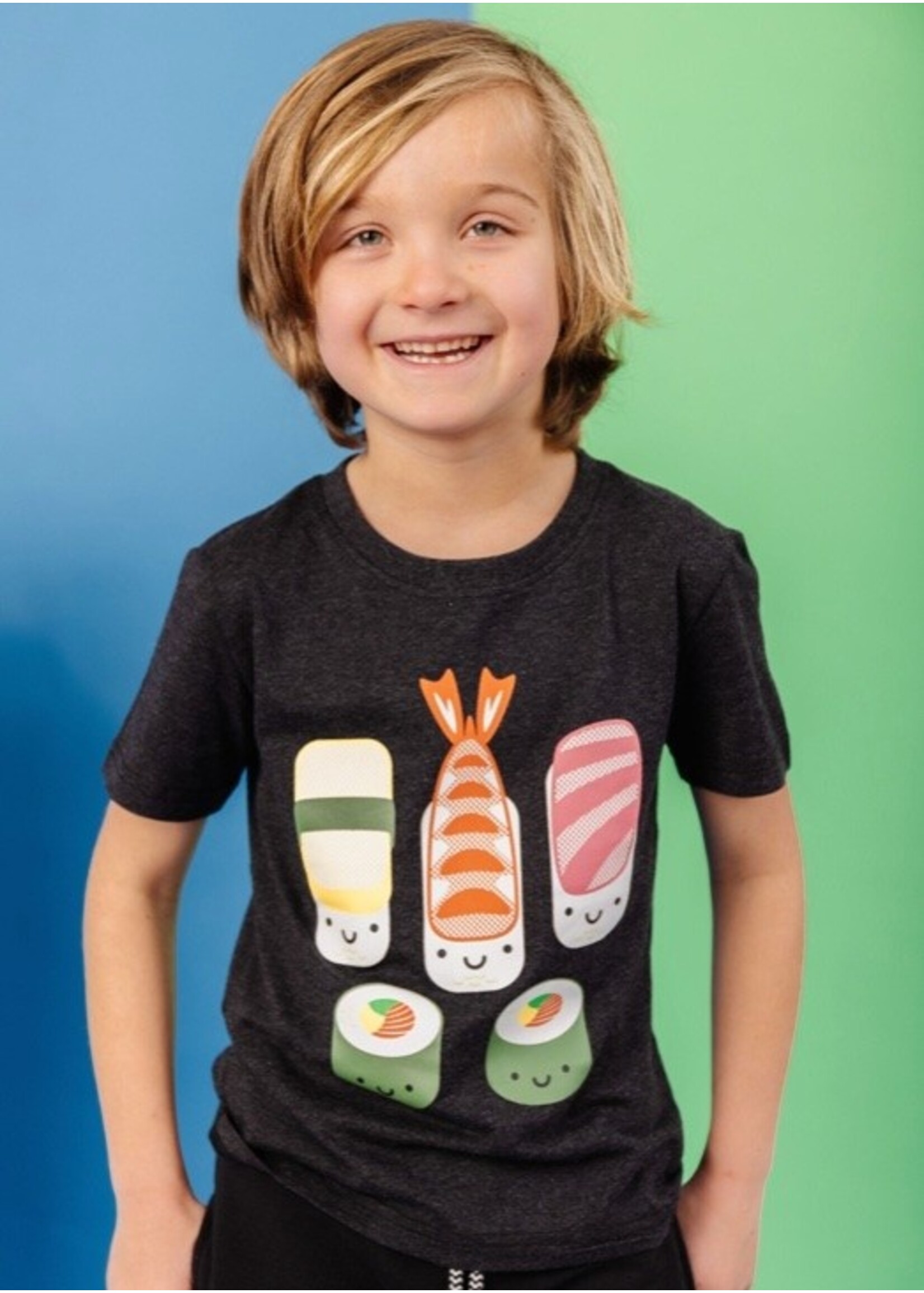 Whistle & Flute Whistle & Flute, Kawaii Sushi T-Shirt || Dark Grey