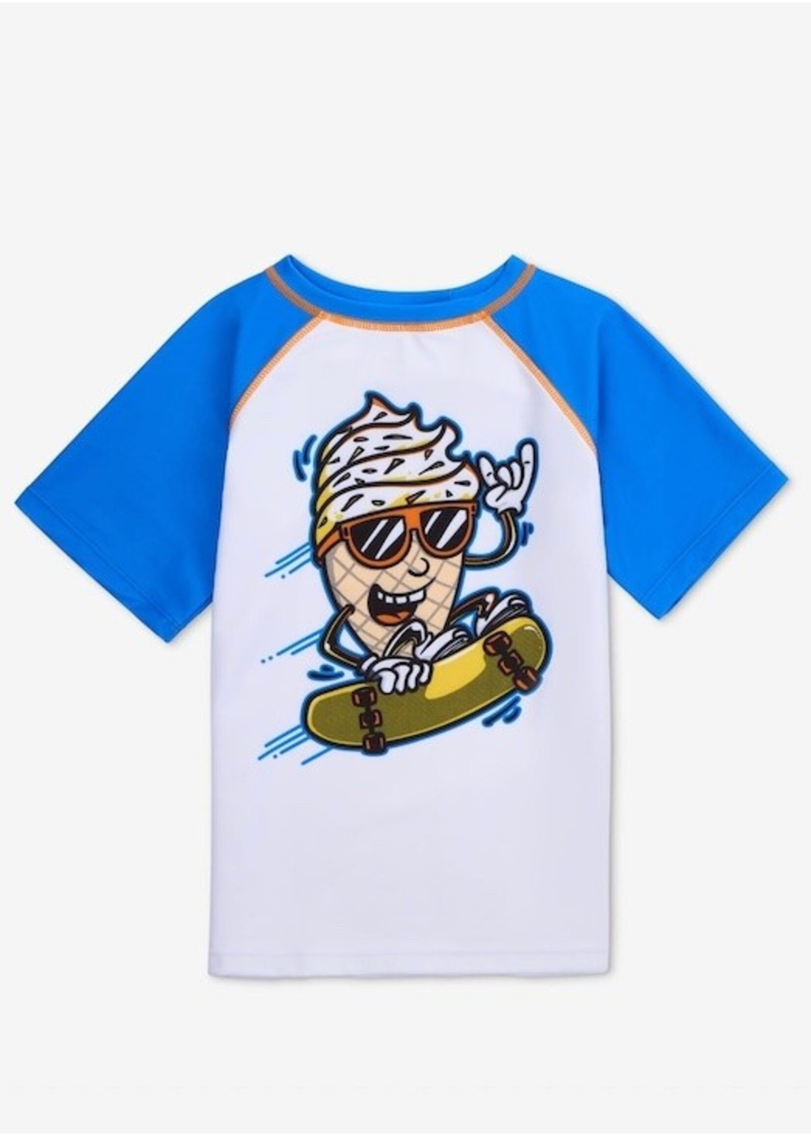Appaman Appaman, Soft Served Printed Rash Guard Top || Blue / White