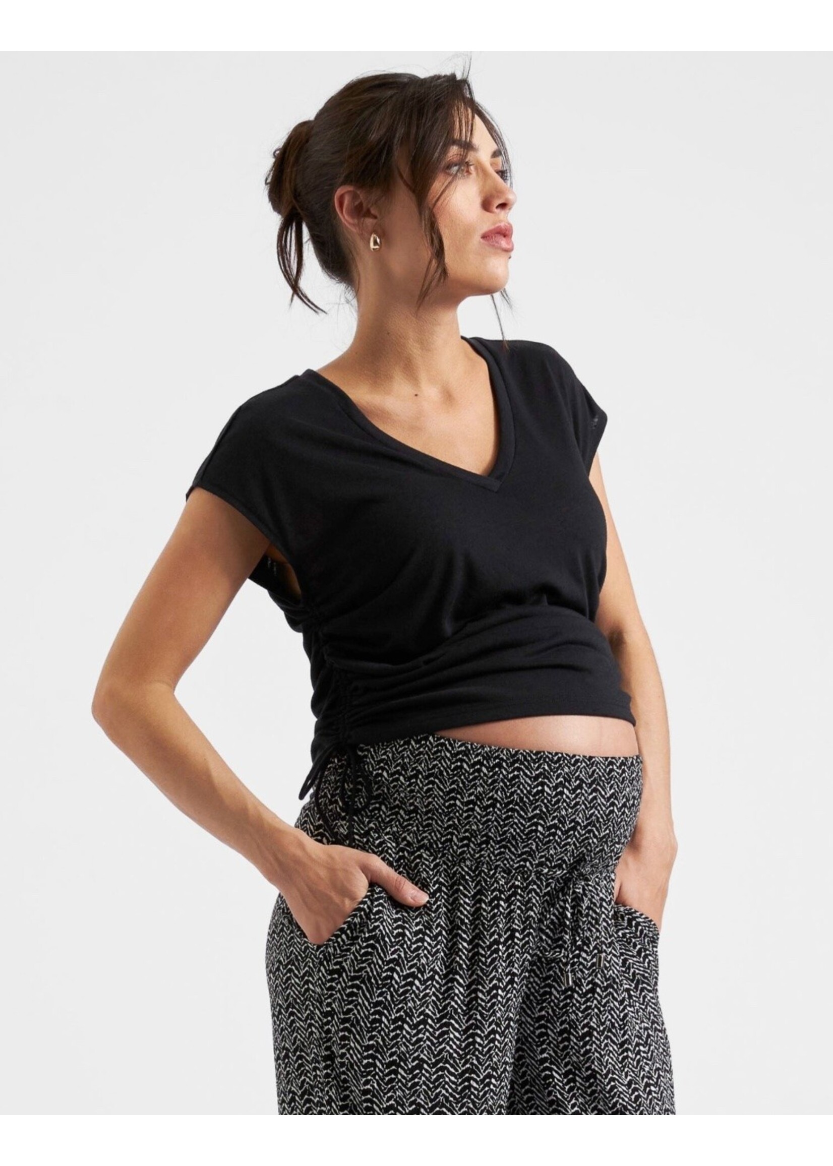 Ripe Maternity Ripe Maternity, Ziggy Ruched Tee || Black