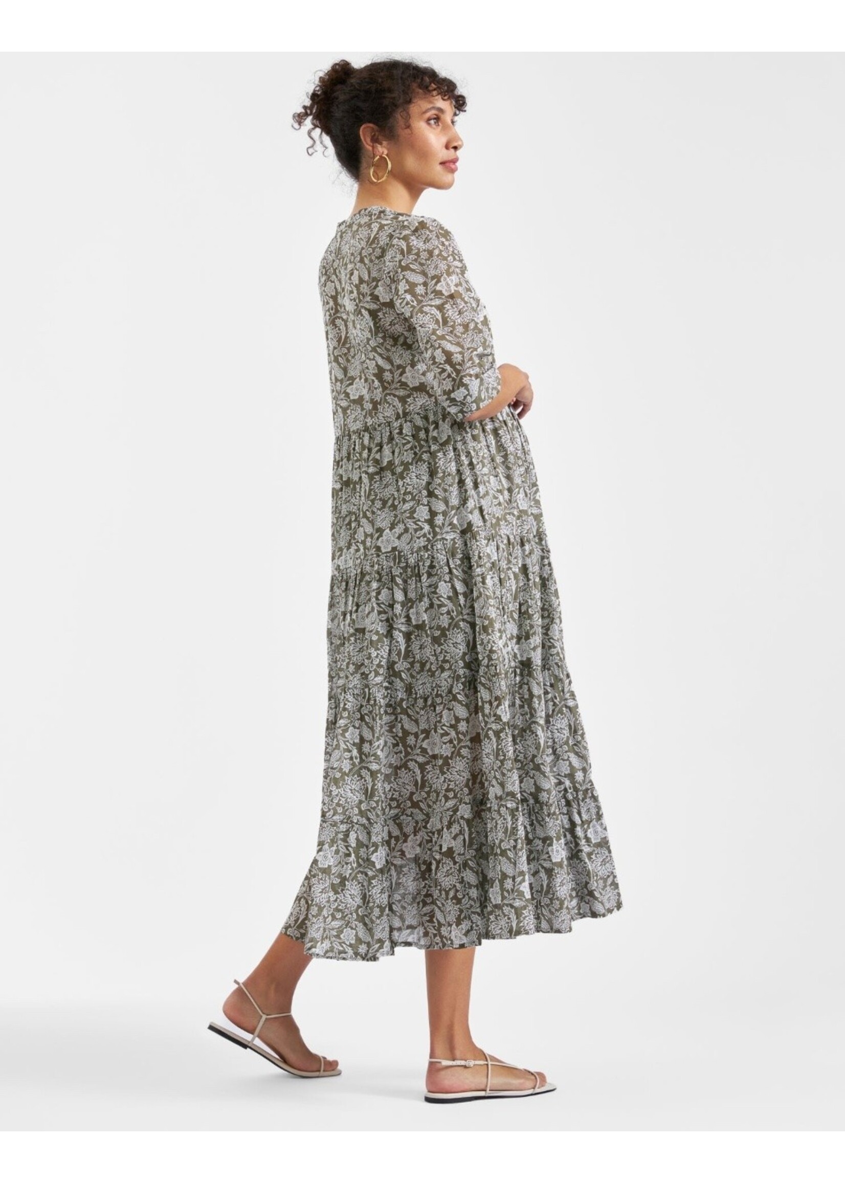 Ripe Maternity Ripe Maternity, Ezra Tiered Dress || Olive / White