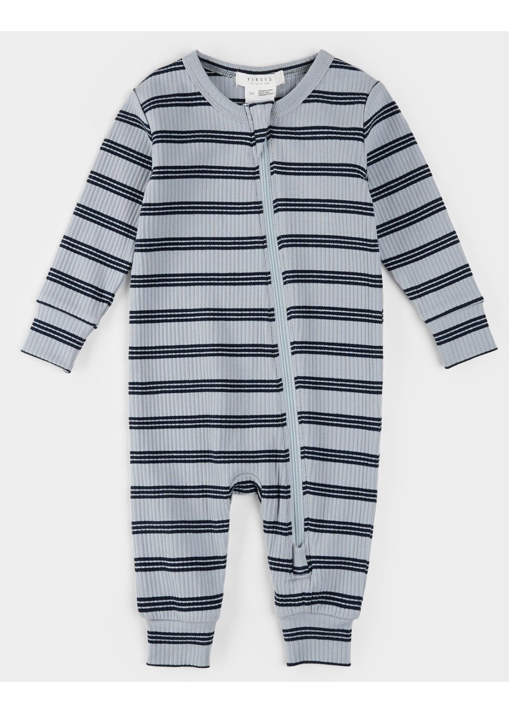 Petit Lem Petit Lem,  Stripe Modal Rib Sleeper || Blue Multi