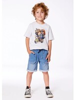 Deux Par Deux Deux Par Deux, Puppies Print Organic Cotton Graphic Tee || Pale Blue