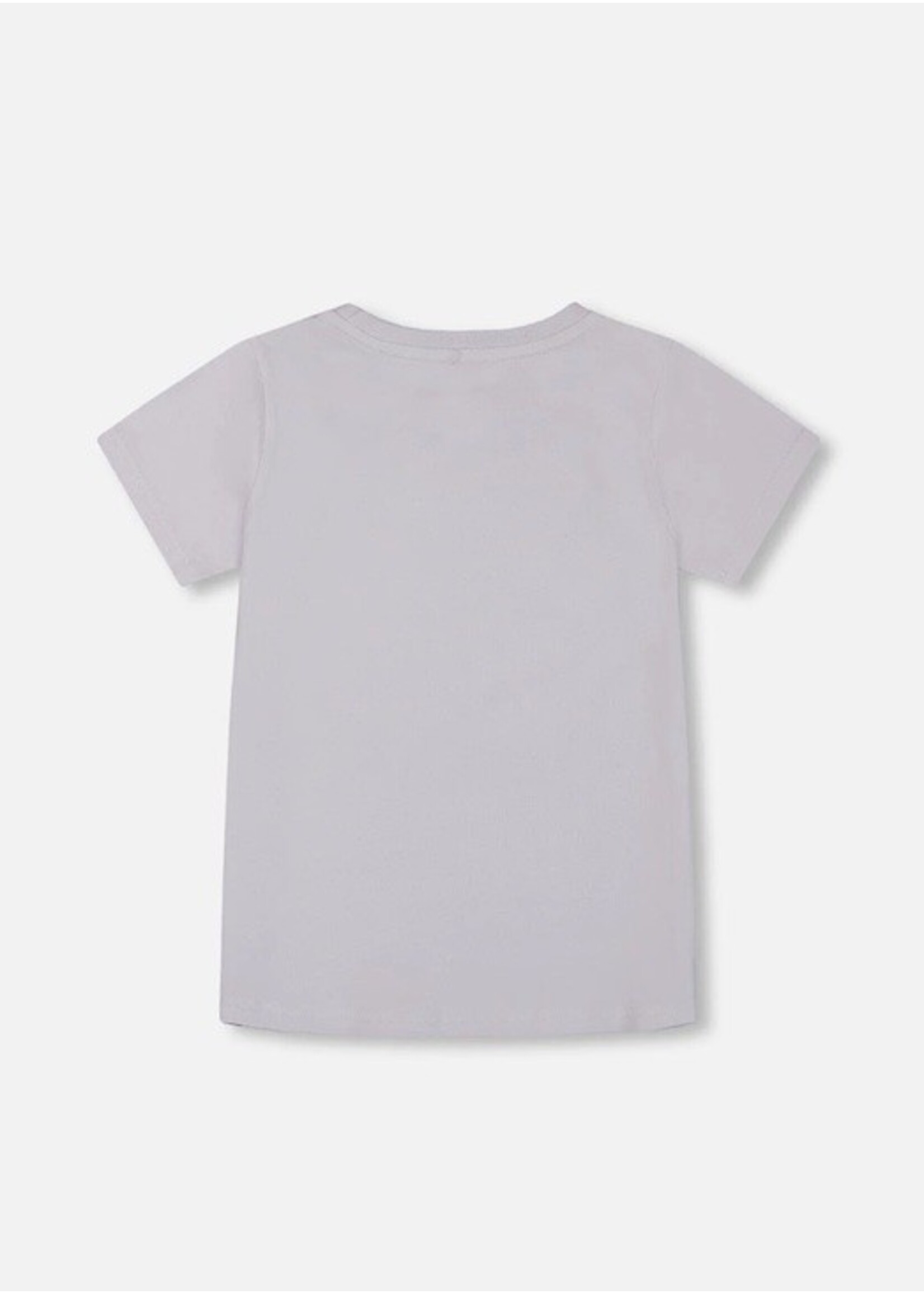 Deux Par Deux Deux Par Deux, Puppies Print Organic Cotton Graphic Tee || Pale Blue