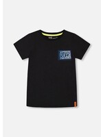 Deux Par Deux Deux Par Deux, Dino Print Organic Cotton Graphic Tee || Black Multicolored