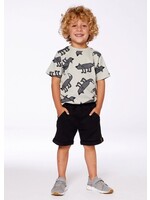 Deux Par Deux Deux Par Deux,  Gray Wolf Print Organic Cotton Graphic Tee || Minral Grey