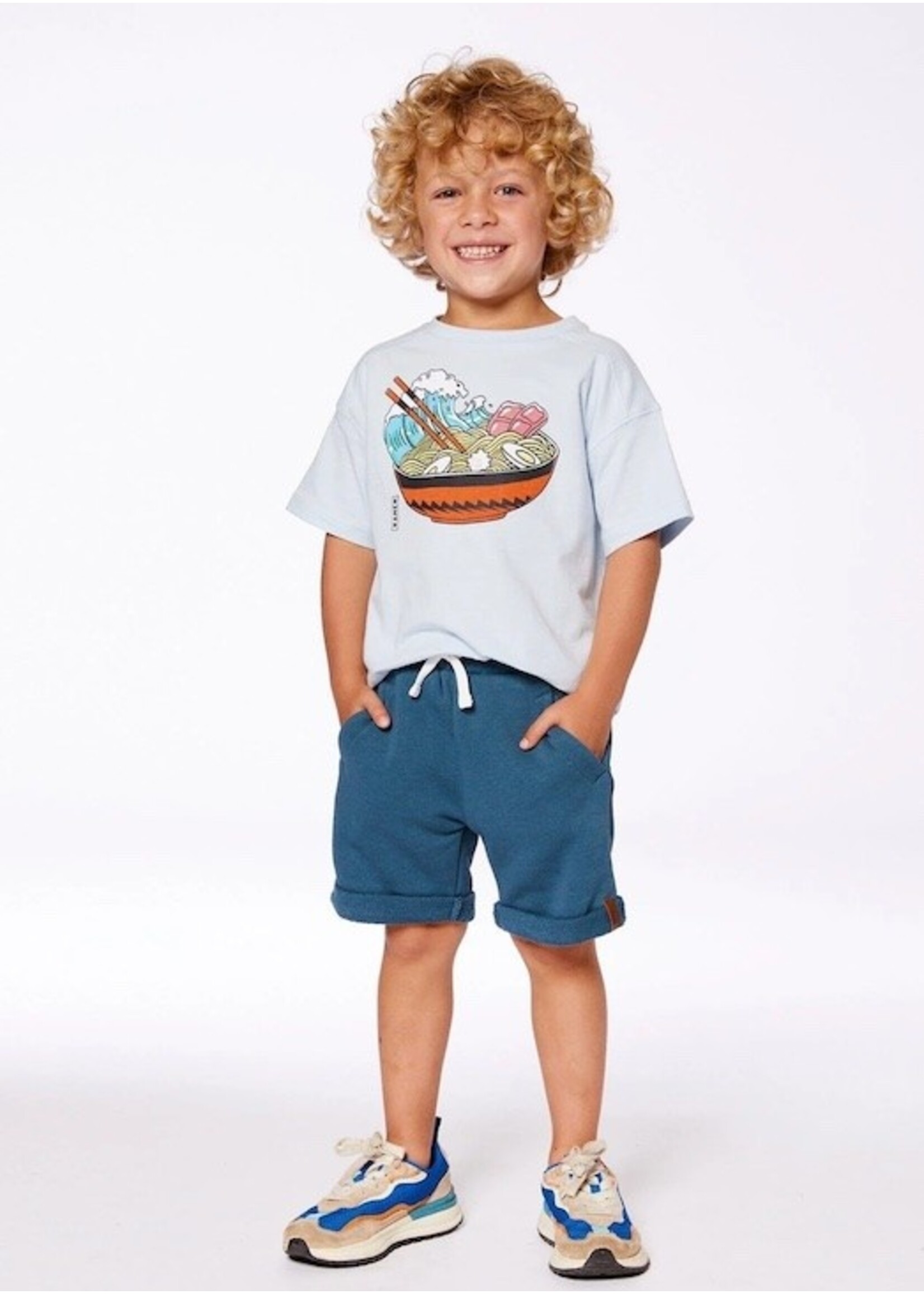 Deux Par Deux Deux Par Deux, Ramen Print Short Sleeve Graphic Tee || Blue
