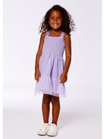 Deux Par Deux Deux Par Deux, Smocked Organic Cotton Dress With Mesh Frill || Lilac