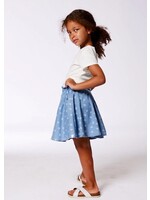 Deux Par Deux Deux Par Deux, White Cherries Printed Chambray Skort || Blue
