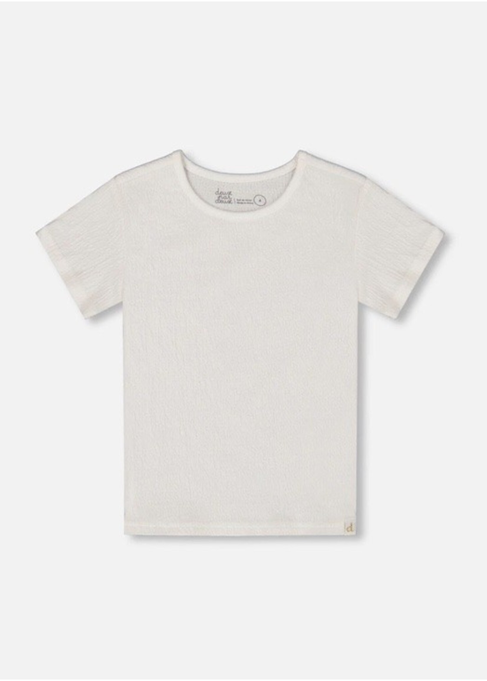 Deux Par Deux Deux Par Deux, Crinkle Short Sleeve Top || White
