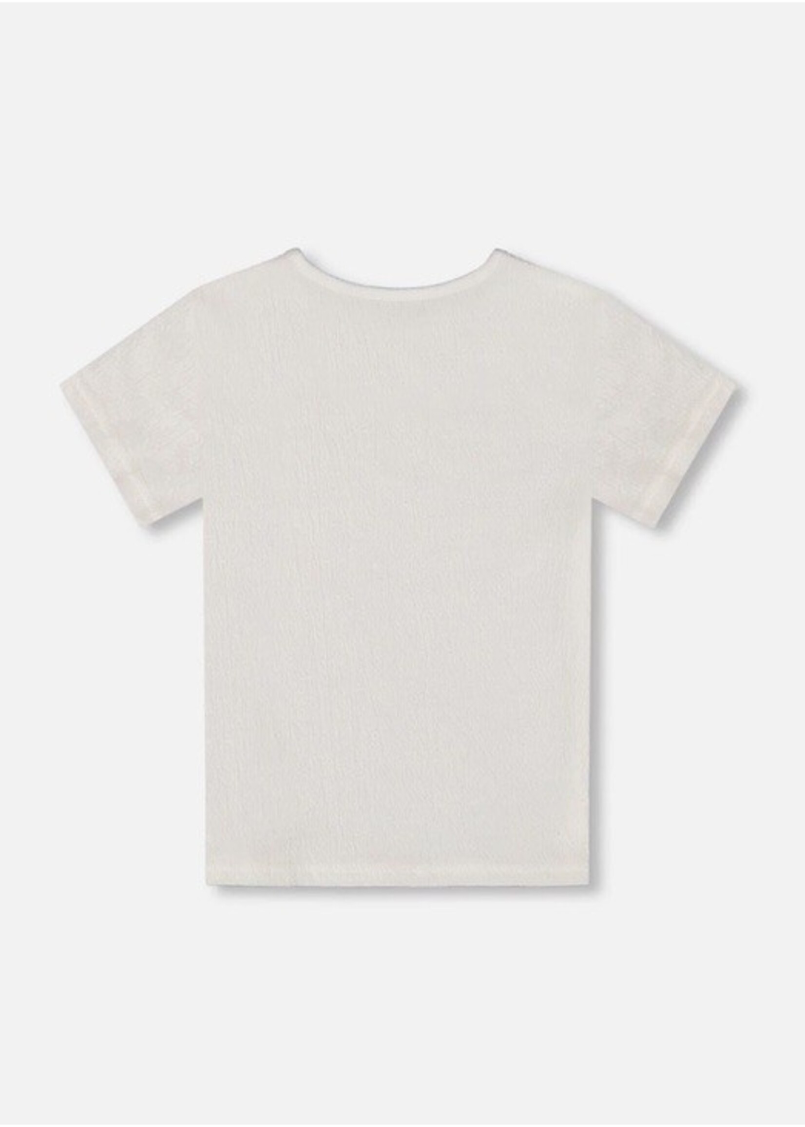 Deux Par Deux Deux Par Deux, Crinkle Short Sleeve Top || White
