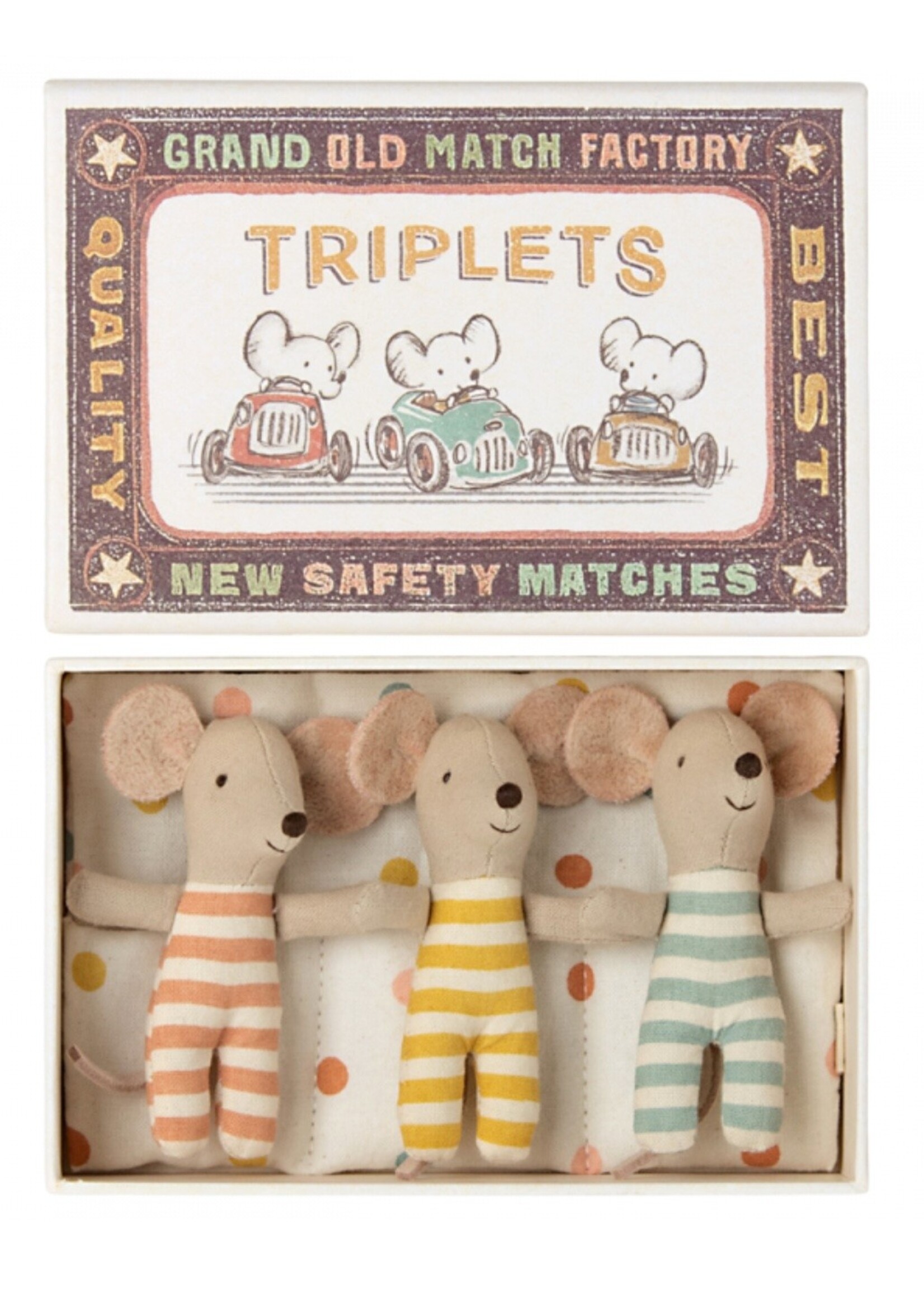 Maileg Maileg, Triplets, Baby Mice in Matchbox