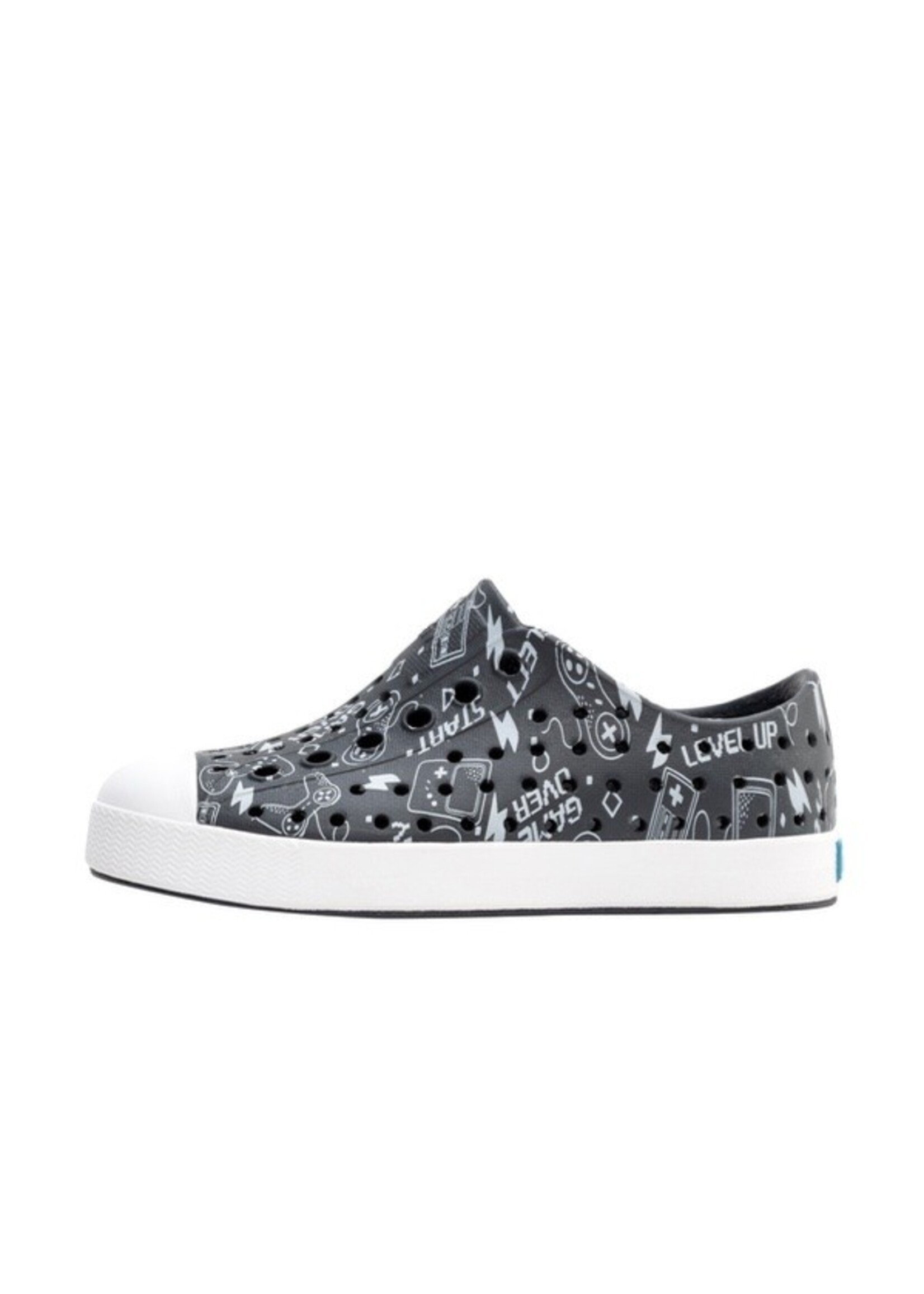 Native Shoes Native Shoes, Jefferson Gamer Print Child || Gravity Grey/ Shell White