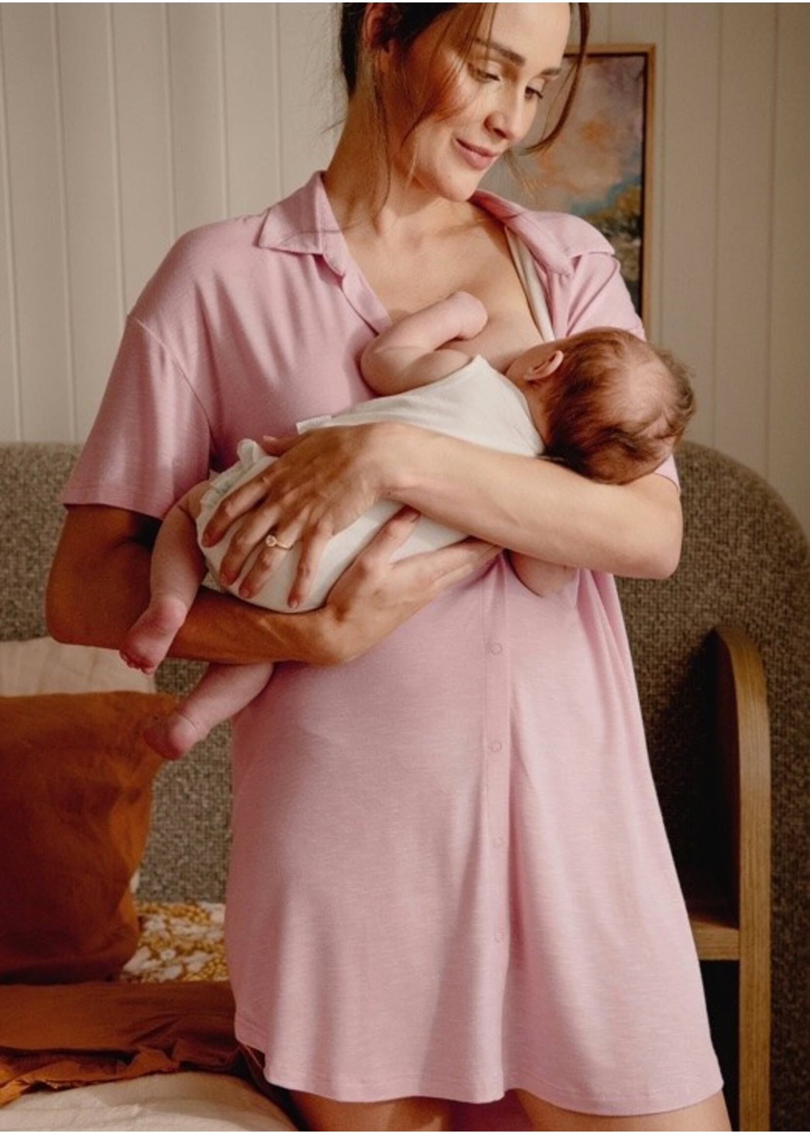 Ripe Maternity Ripe Maternity, Dreamy Breastfeeding Night Shirt || Dusty Pink