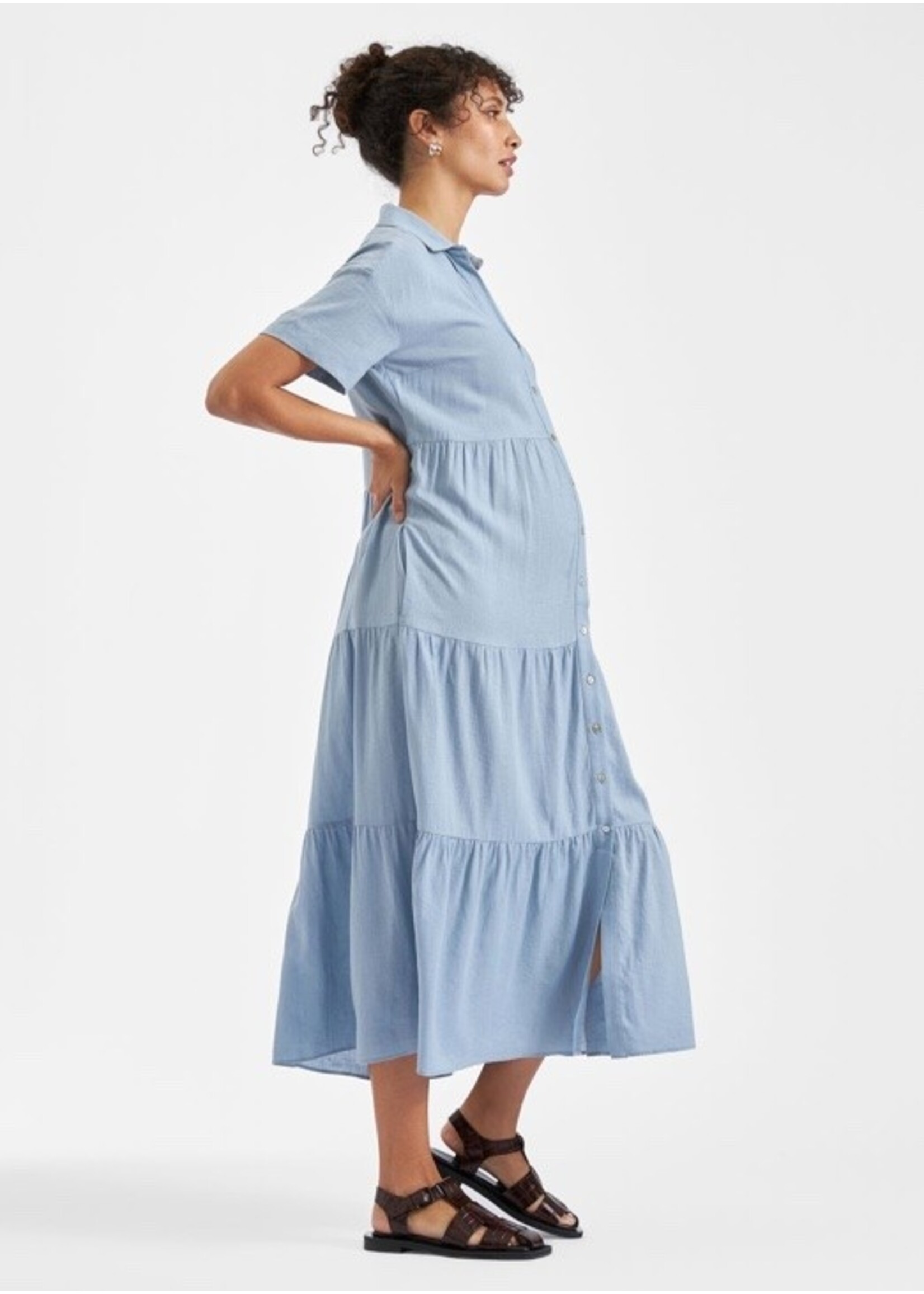 Ripe Maternity Ripe Maternity, Macy Longline Linen Dress || Pale Blue
