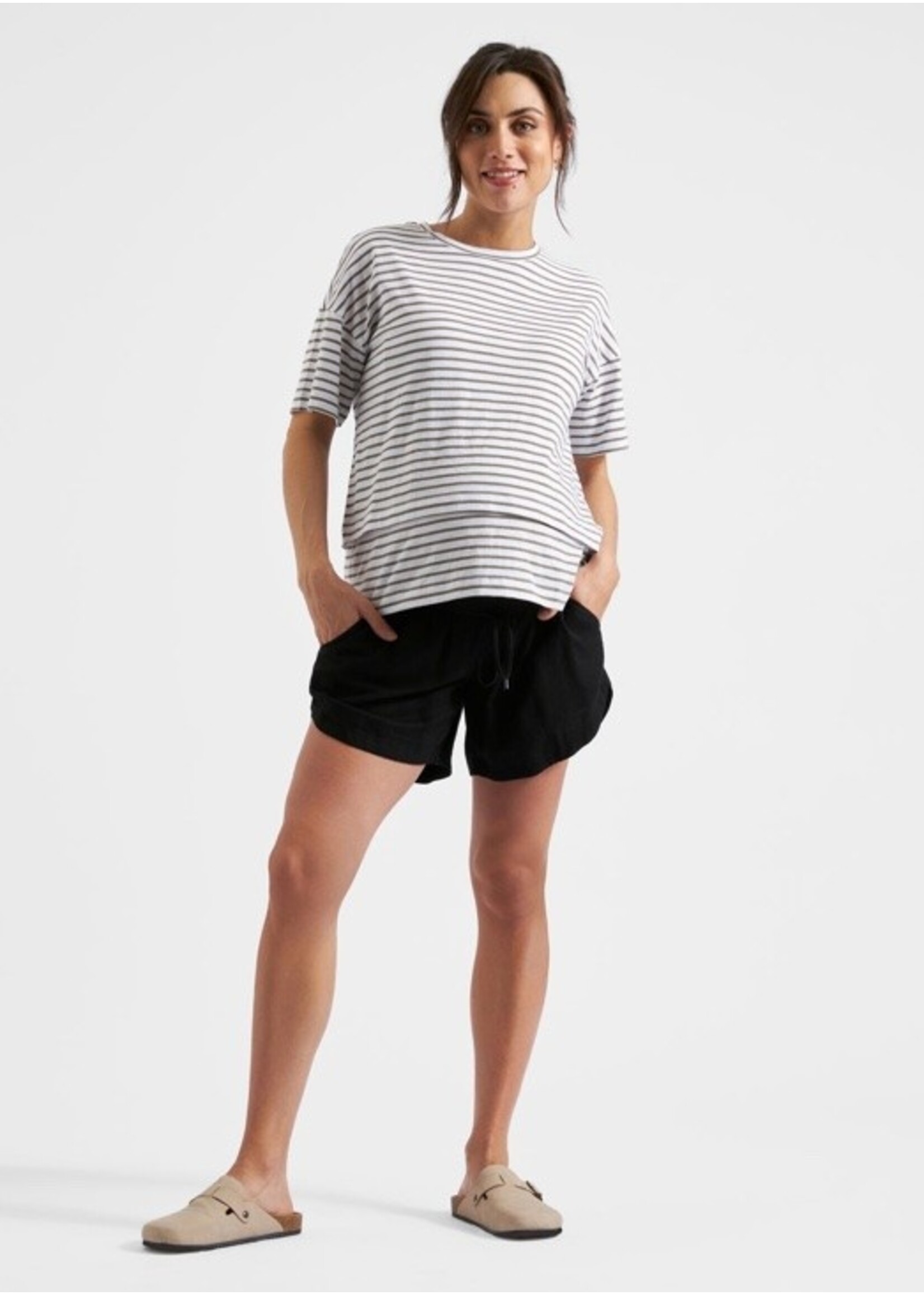 Ripe Maternity Ripe Maternity, Byron Shirred Linen Short || Black