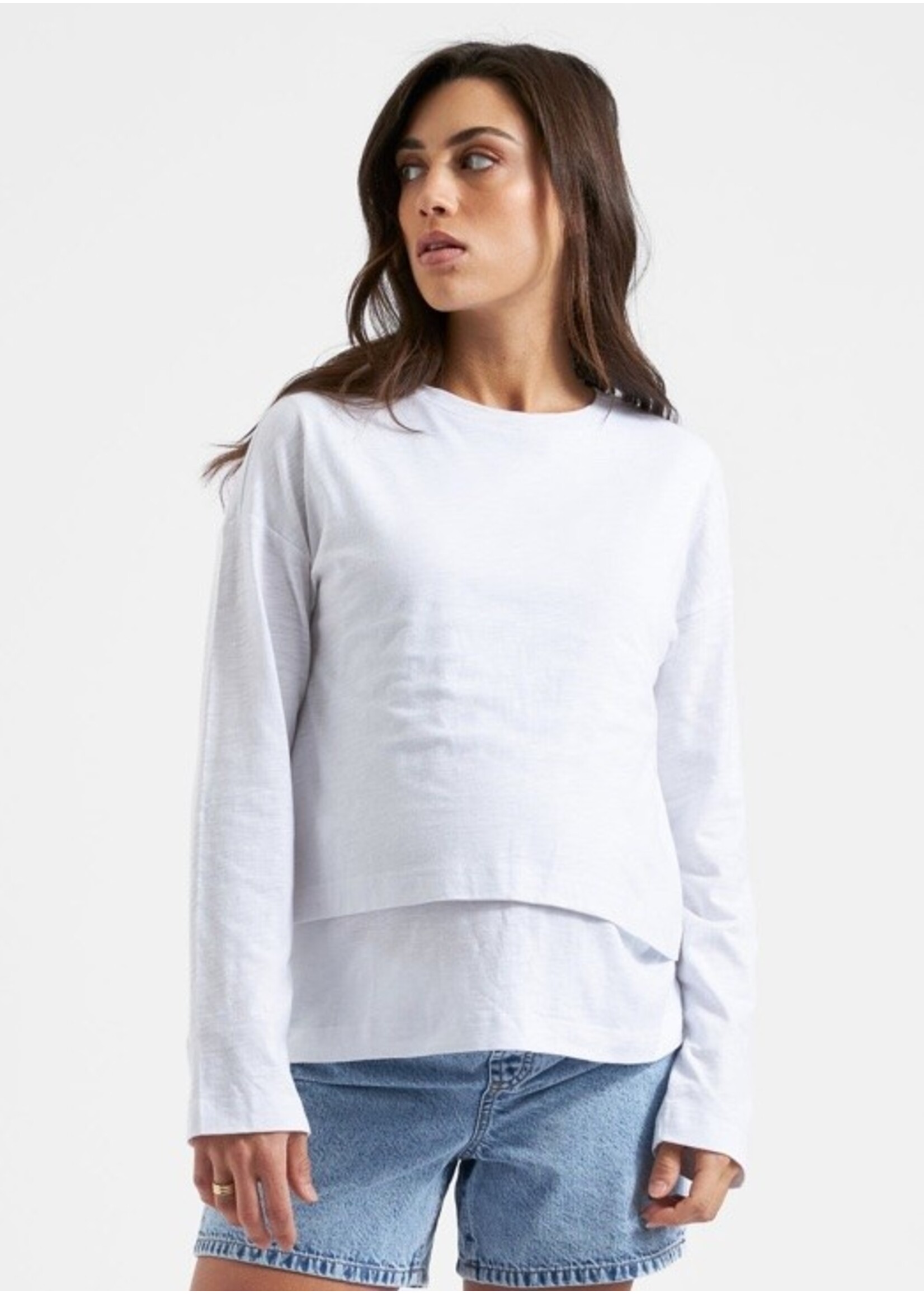 Ripe Maternity Ripe Maternity, Claud Long Sleeve Nursing Top || White