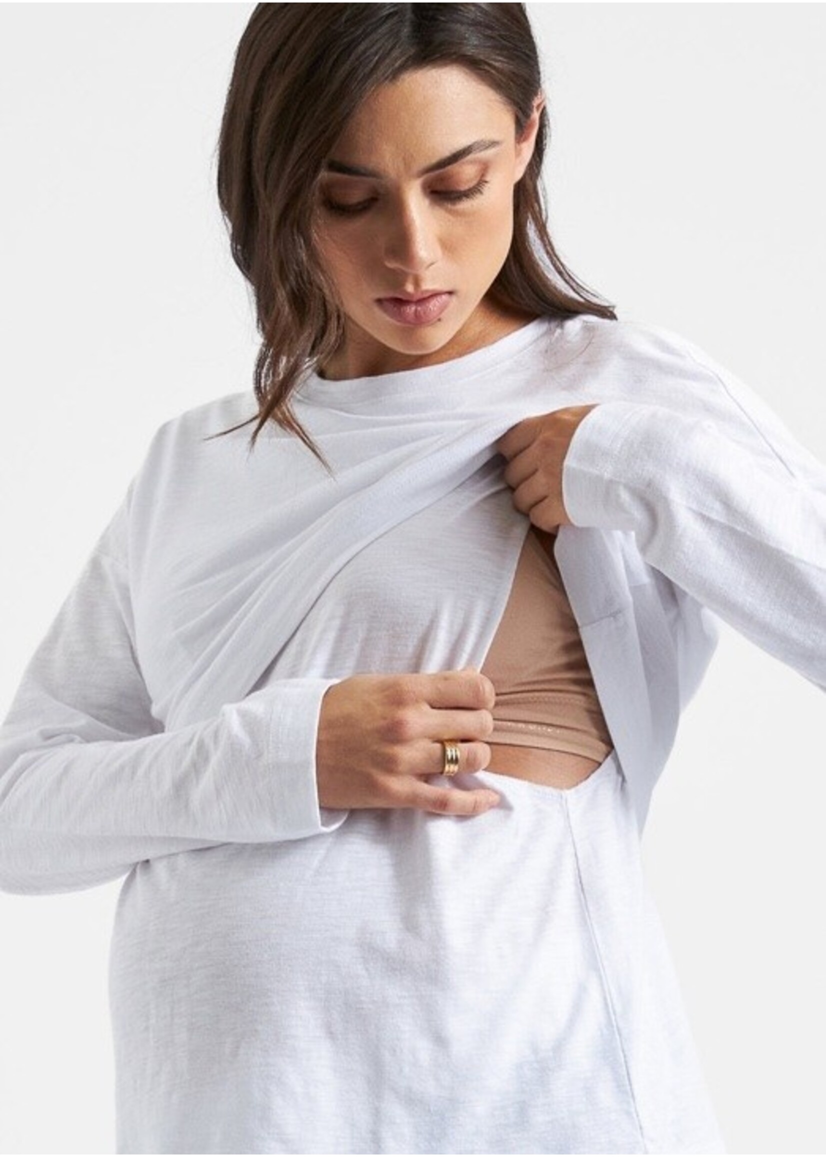 Ripe Maternity Ripe Maternity, Claud Long Sleeve Nursing Top || White