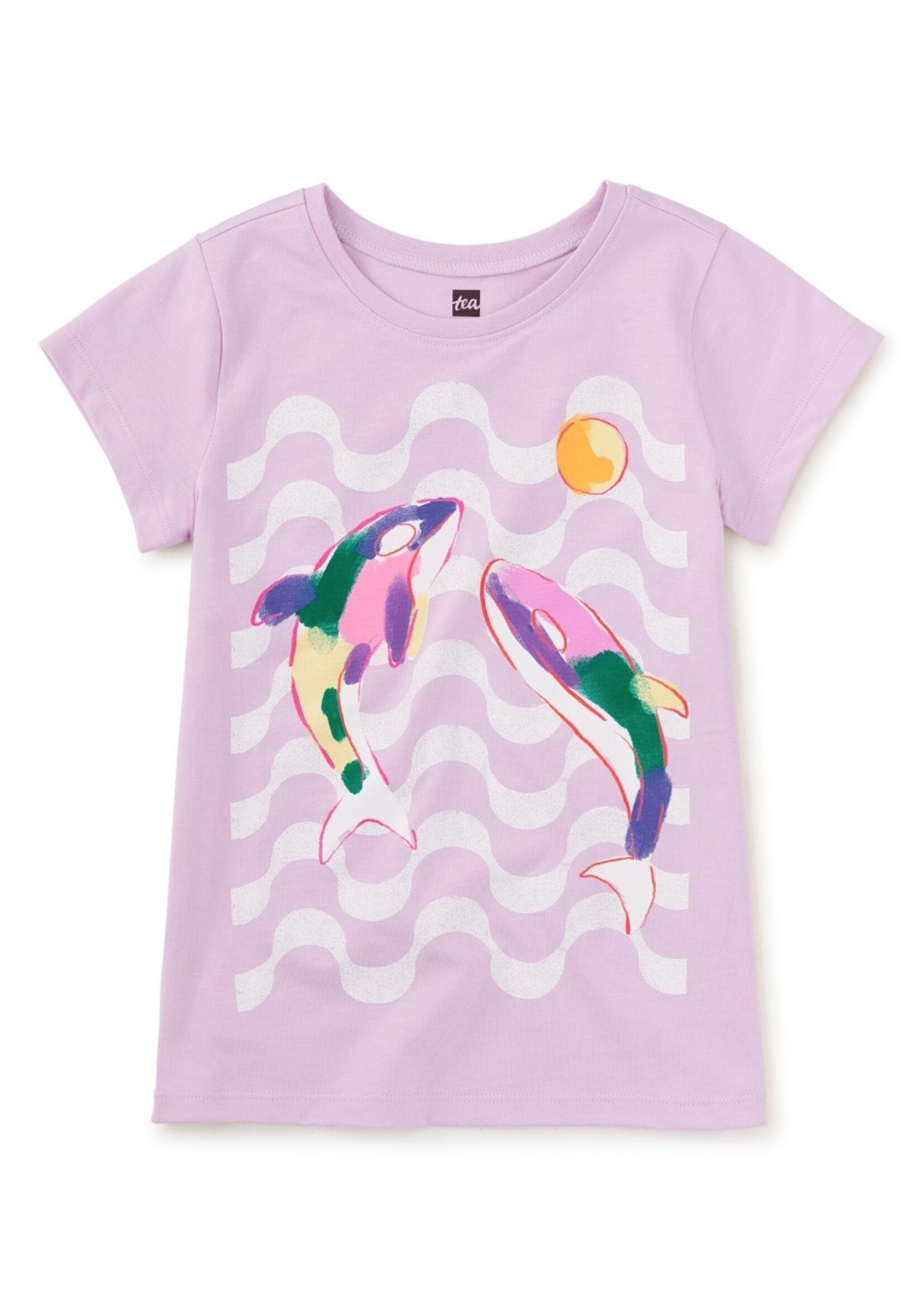 Tea Collection Tea Collection,  Rainbow Orcas Graphic Tee || Lavender Blush