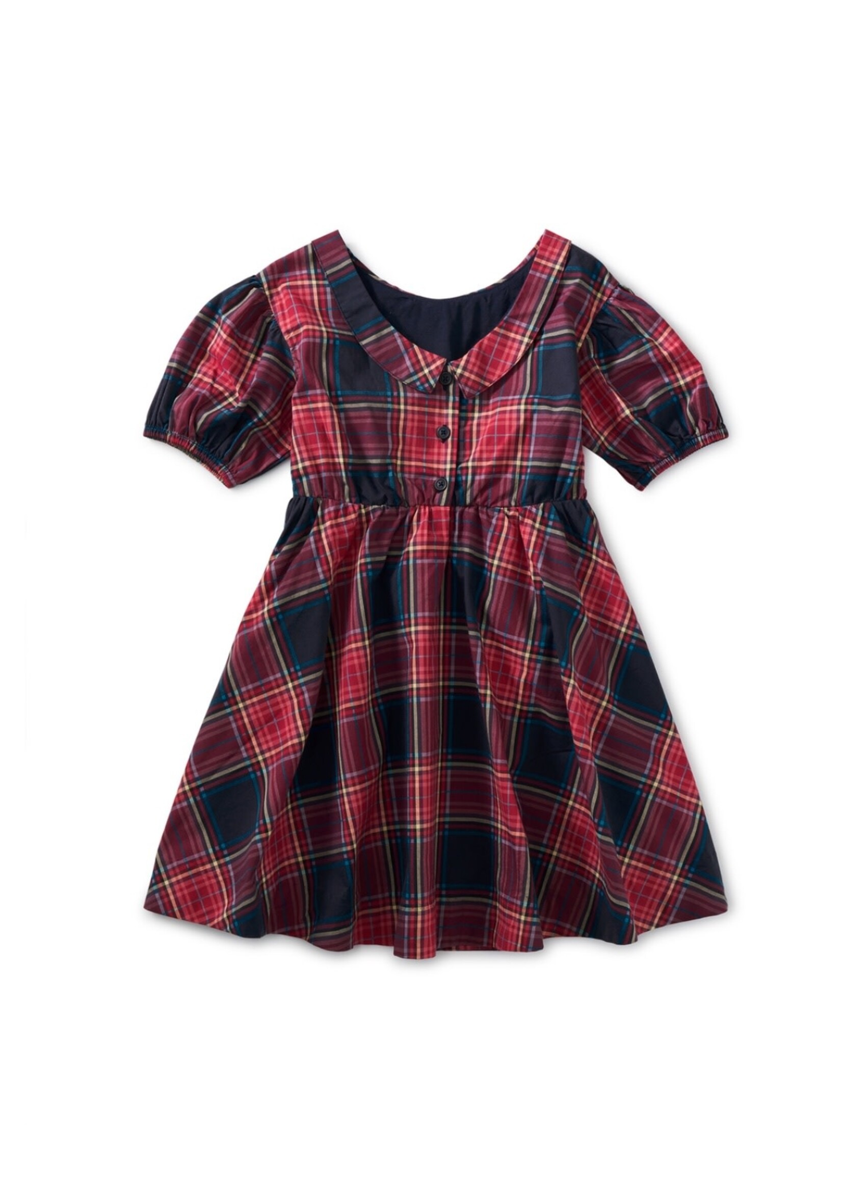 Tea Collection Tea Collection, Matsuri Plaid in Red Puff Sleeve Collar Dress