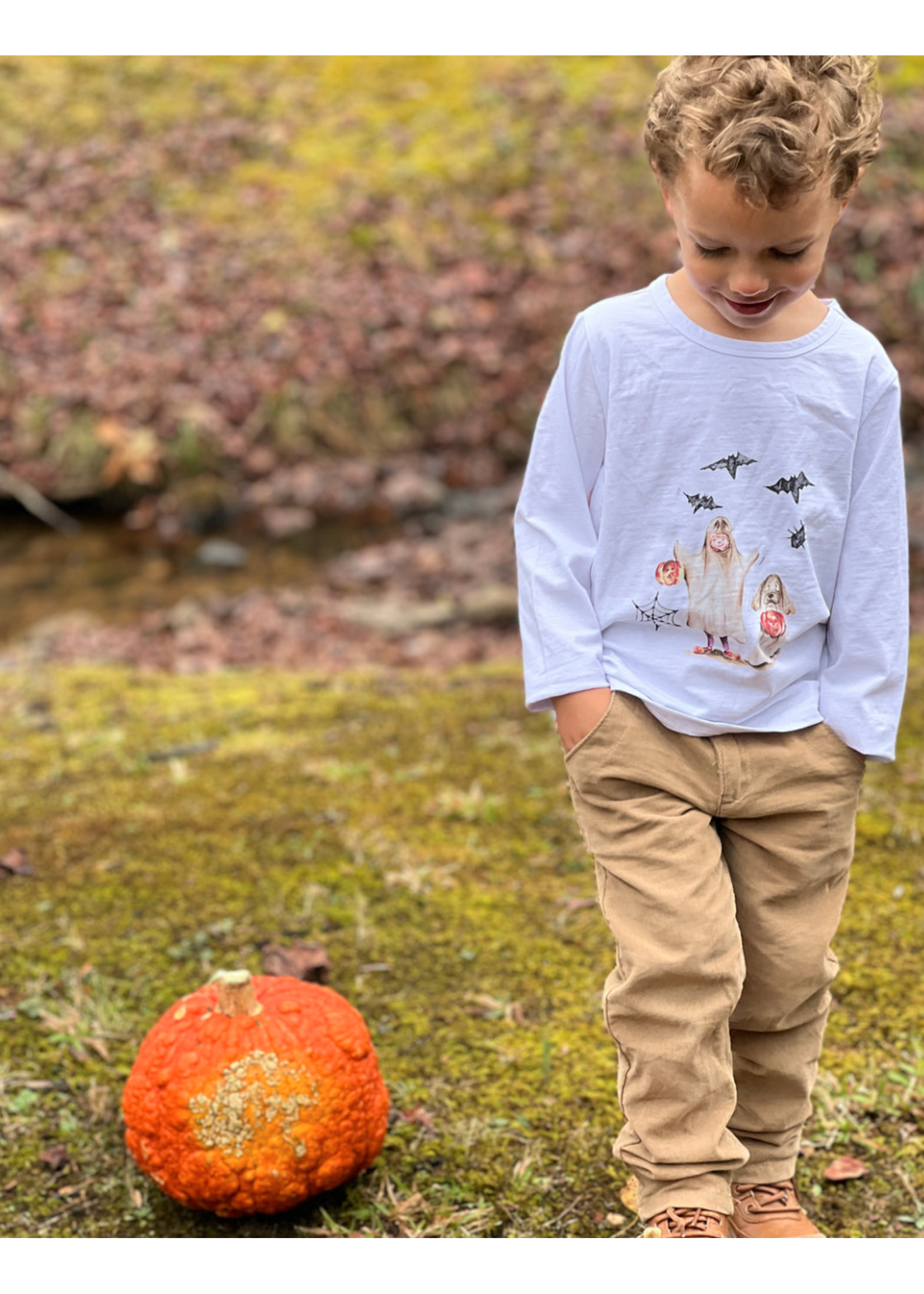 Me & Henry Me & Henry, CHEROKEE Raglan Henry Ghost Printed Tee || White