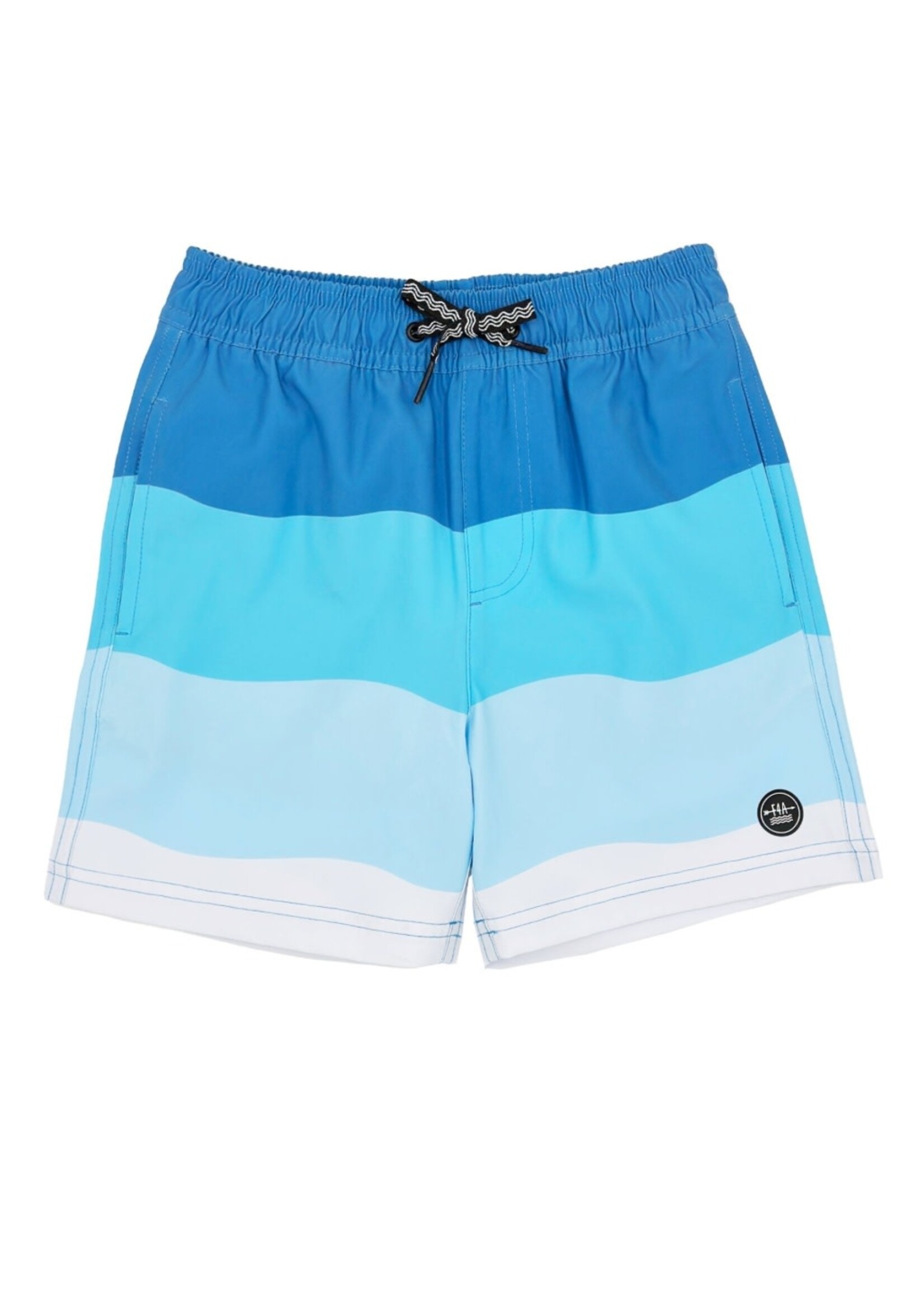 Feather 4 Arrow Feather 4 Arrow, Wave Stripe Volley Trunk || Seaside Blue