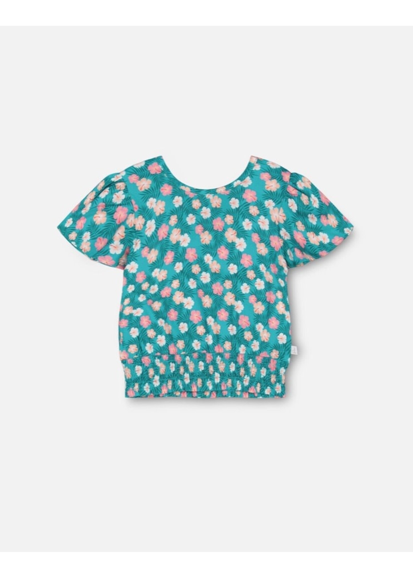 Deux Par Deux Deux Par Deux, Smocked Waist Viscose Blouse || Turquoise