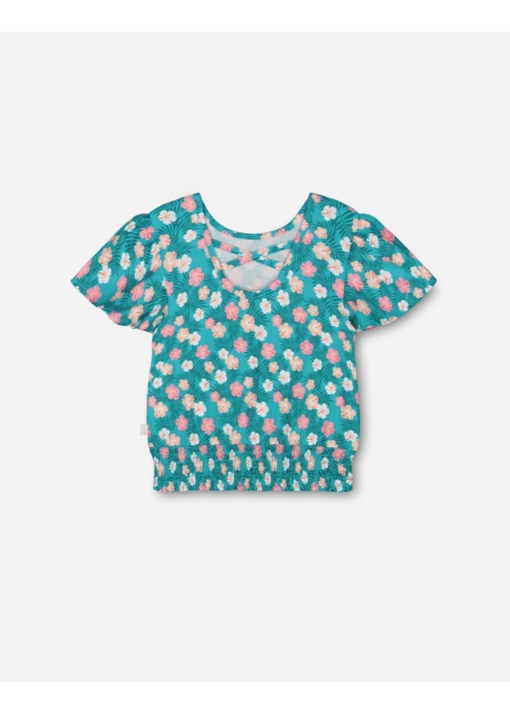 Deux Par Deux Deux Par Deux, Smocked Waist Viscose Blouse || Turquoise