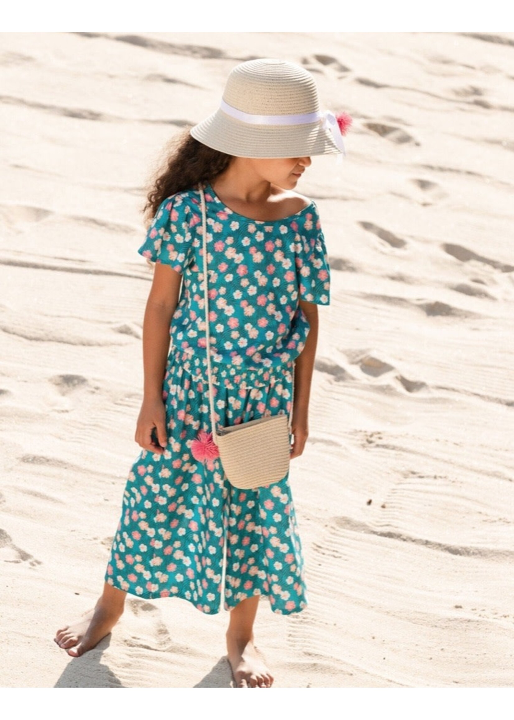 Deux Par Deux Deux Par Deux, Smocked Waist Viscose Blouse || Turquoise