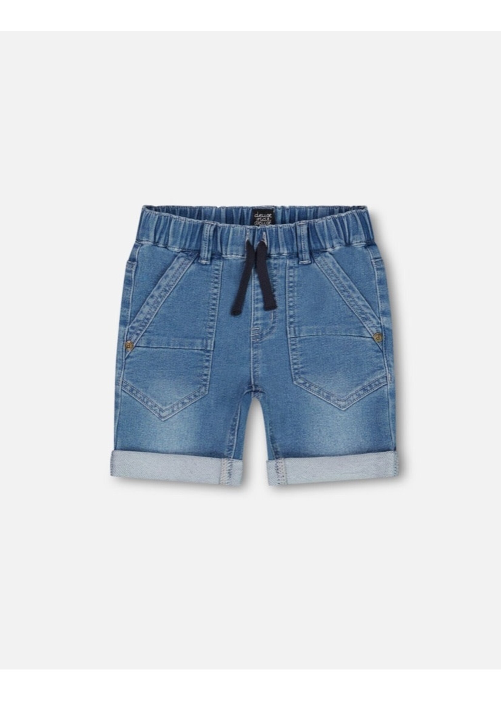 Deux Par Deux Deux Par Deux, Stretch Denim Short || Light Blue