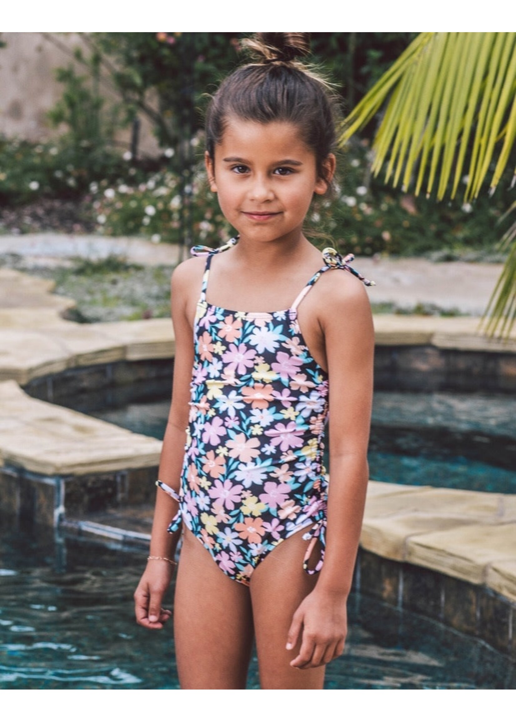 Feather 4 Arrow Feather 4 Arrow, Seaside Floral Print One-Piece Swimsuit || Black