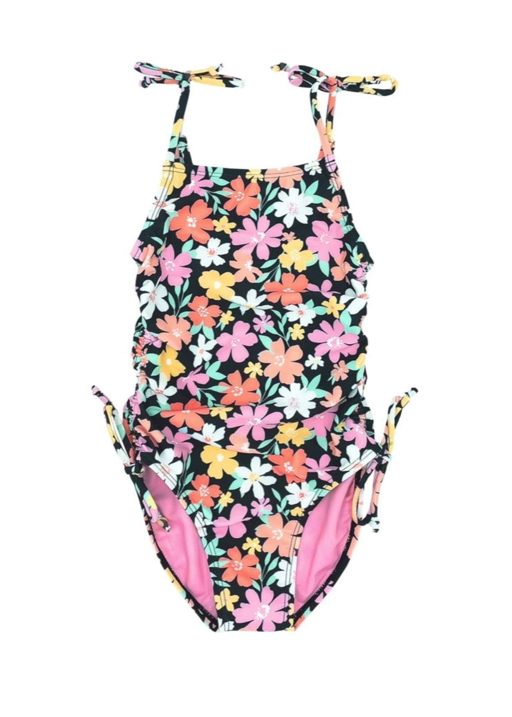 Feather 4 Arrow Feather 4 Arrow, Seaside Floral Print One-Piece Swimsuit || Black