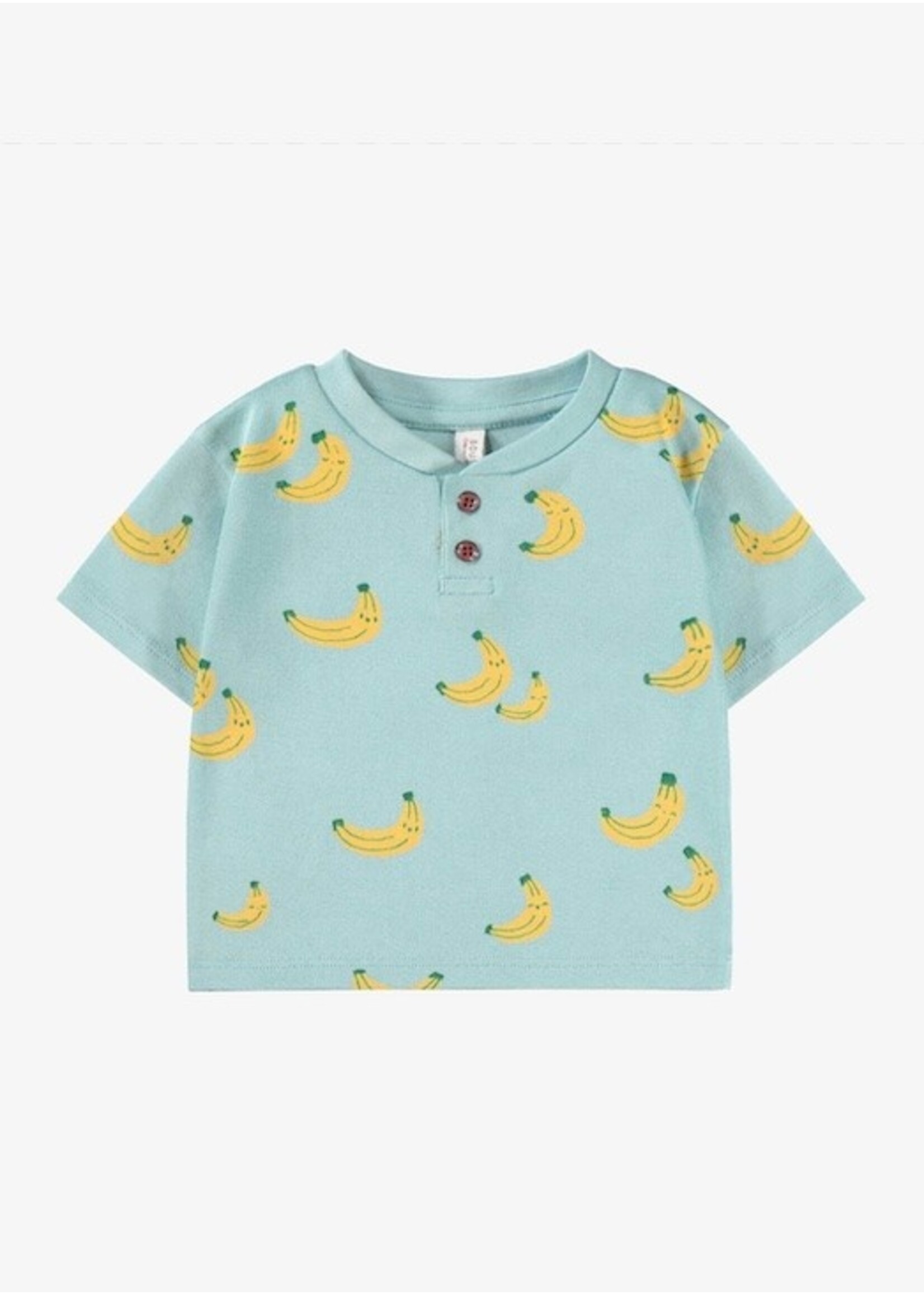 Souris Mini Souris Mini,  Banana Print Ribbed T-Shirt || Blue