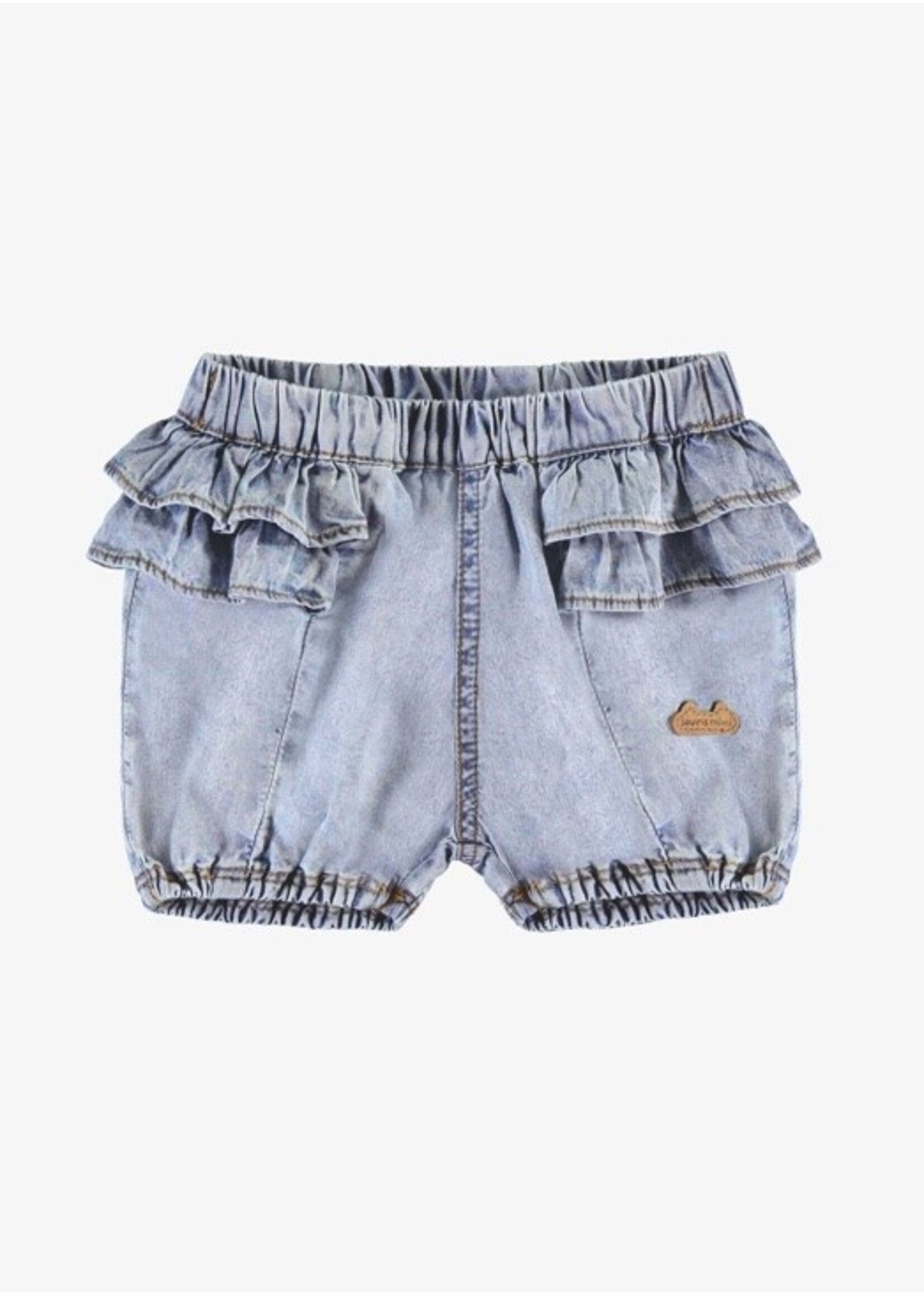Souris Mini Souris Mini, Ruffle Denim Shorts || Pale Blue