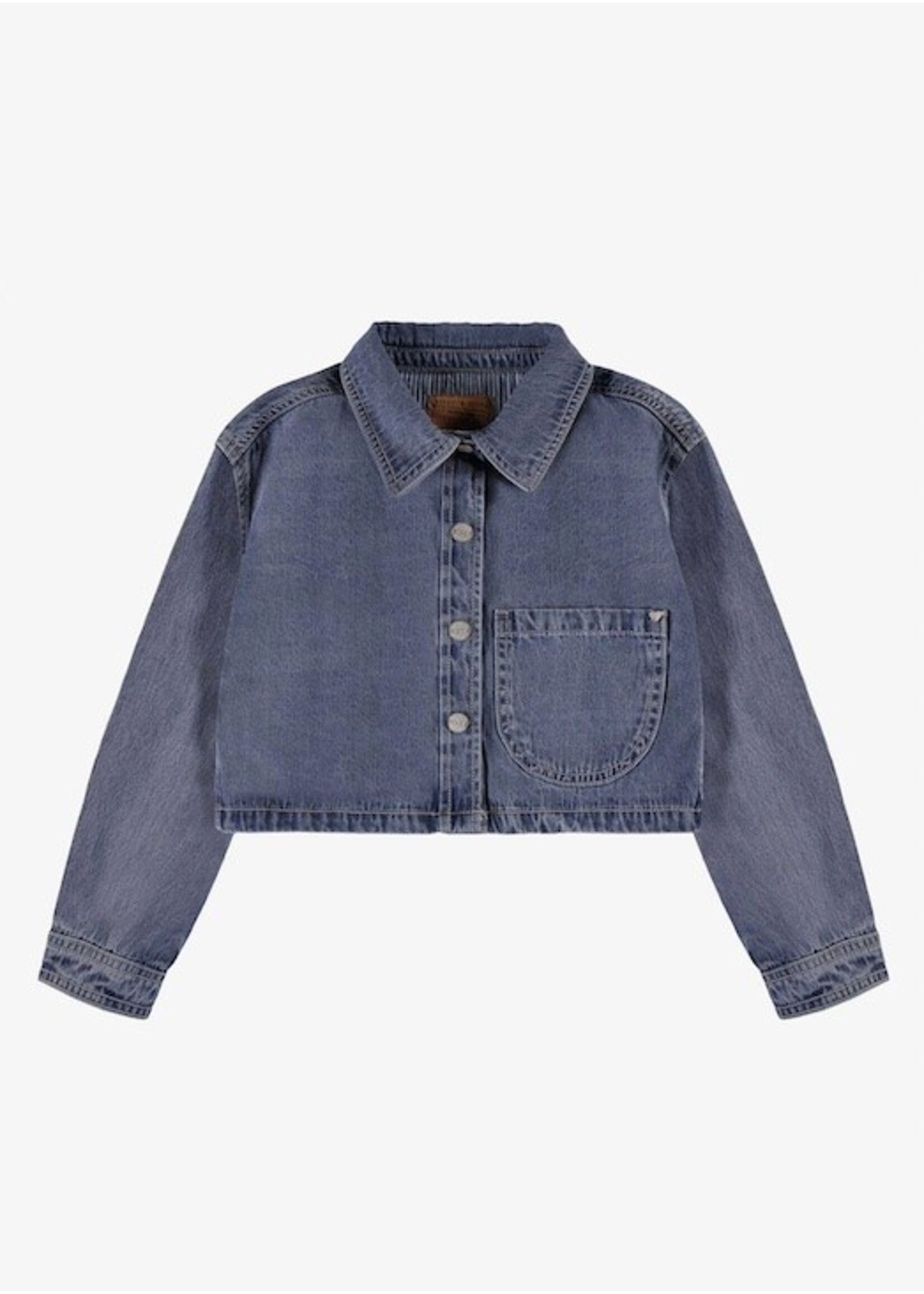 Souris Mini Souris Mini, Cropped Denim Shirt || Medium Blue