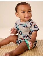 Tea Collection Tea Collection, Motocicleta Print Pocket Shortie Baby Romper || Heather Grey