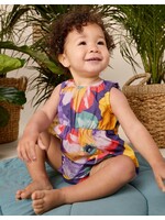 Tea Collection Tea Collection,  Peek-a-Boo Back Baby Romper || Large Tropical Floral