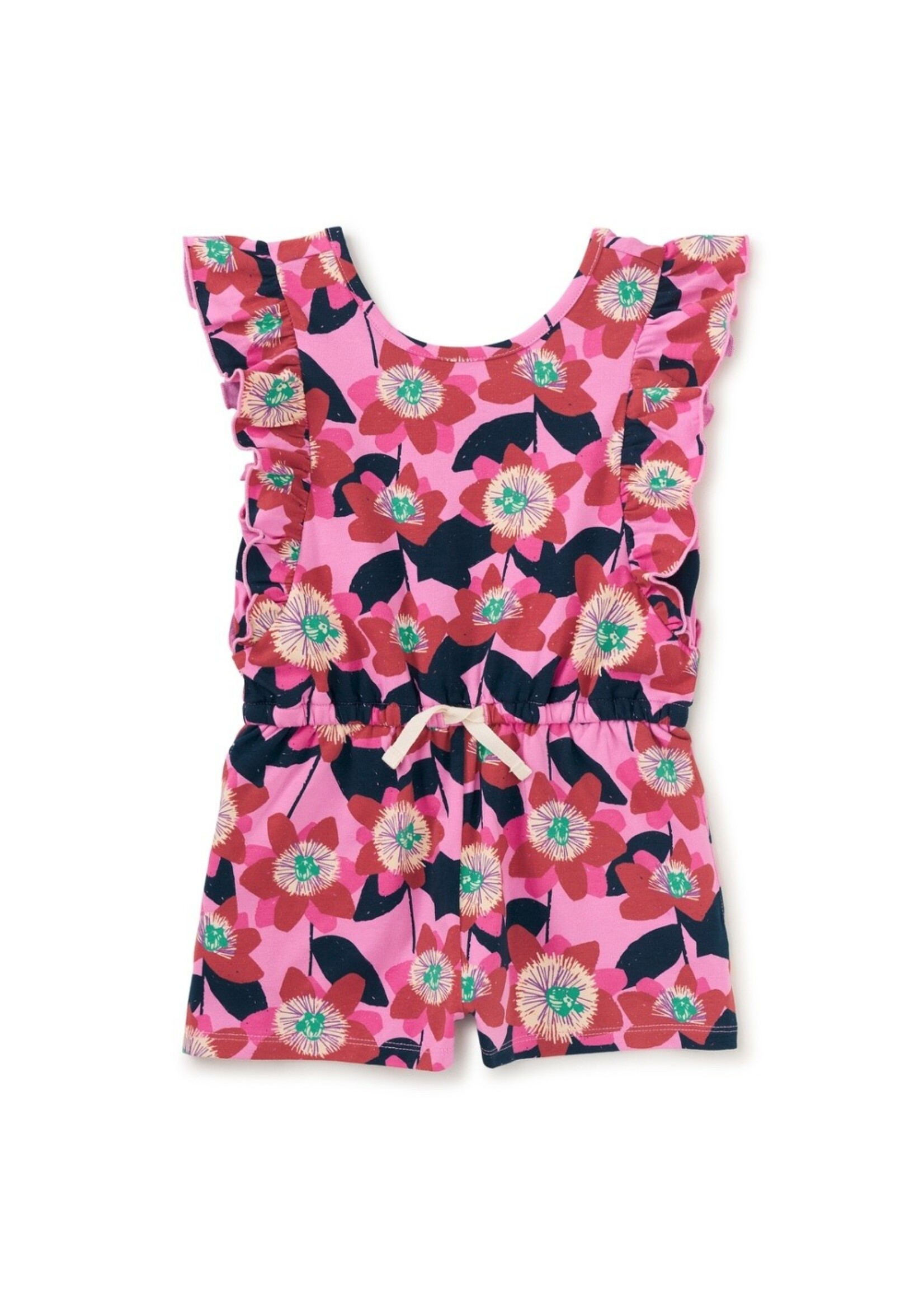 Tea Collection Tea Collection, Flutter Sleeve Romper || Block Print Passion Flower