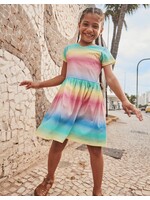 Tea Collection Tea Collection, Short Sleeve Wrap Neck Dress || Rio de Janeiro Rainbow