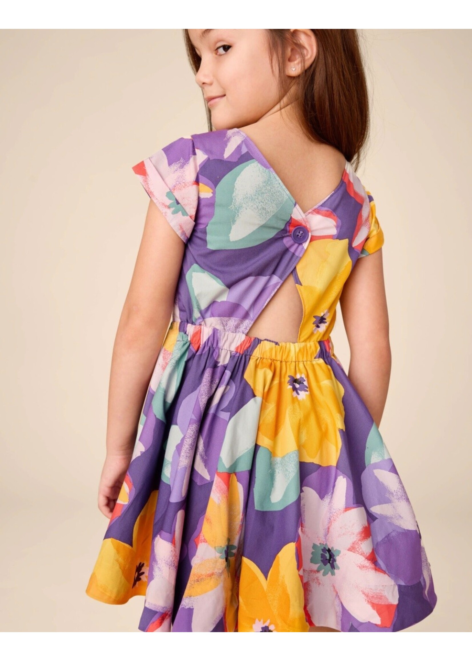 Tea Collection Tea Collection, Button Back Skirted Dress || Large Tropical Floral