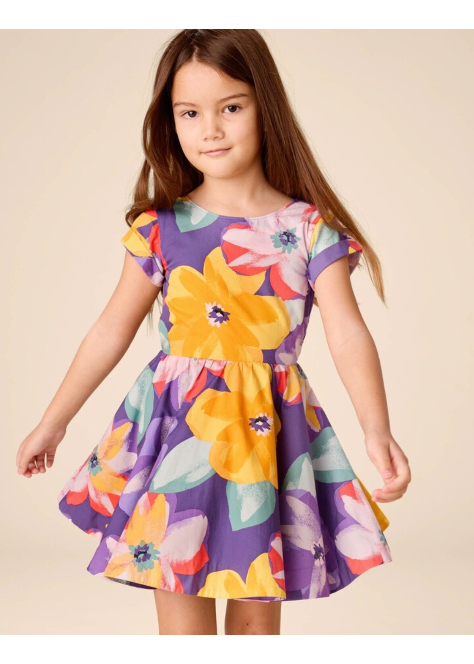 Tea Collection Tea Collection, Button Back Skirted Dress || Large Tropical Floral